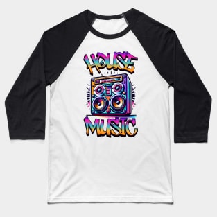 HOUSE MUSIC  - Graffiti Speaker Logo (black/pink/gold) Baseball T-Shirt